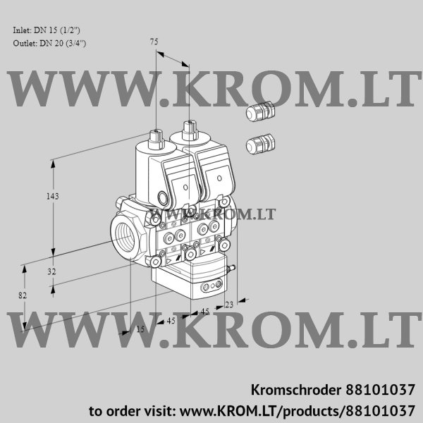 Kromschroder VCG 1E15R/20R05NGEWR3/PPPP/PPPP, 88101037 air/gas ratio control, 88101037