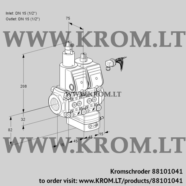 Kromschroder VCD 1E15R/15R05LD-100WR/PPPP/PPPP, 88101041 pressure regulator, 88101041