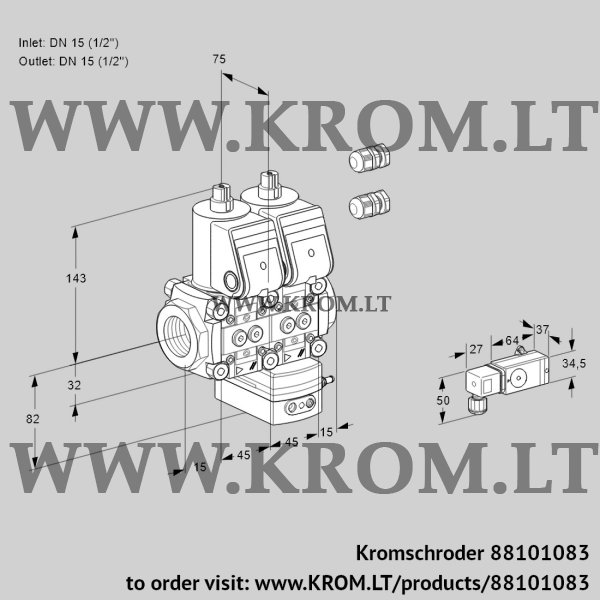 Kromschroder VCG 1E15R/15R05NGNWR3/2-PP/PPPP, 88101083 air/gas ratio control, 88101083