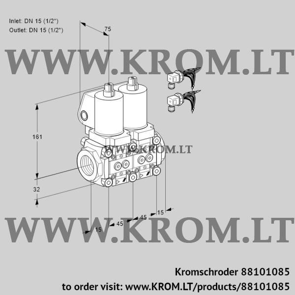 Kromschroder VCS 1E15R/15R05NNWSL8/PPPP/PPPP, 88101085 double solenoid valve, 88101085