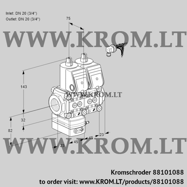 Kromschroder VCG 1E20R/20R05GENQR/PPPP/PPPP, 88101088 air/gas ratio control, 88101088