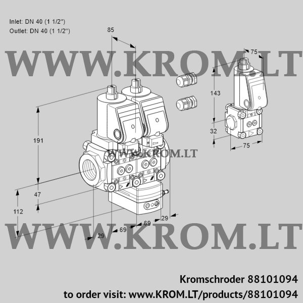 Kromschroder VCG 2E40R/40R05NGEWSR3/PPPP/PPBS, 88101094 air/gas ratio control, 88101094