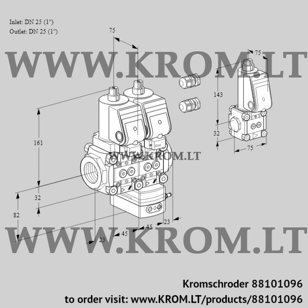 Kromschroder VCG 1E25R/25R05NGEWSR3/PPPP/PPBS, 88101096 air/gas ratio control, 88101096