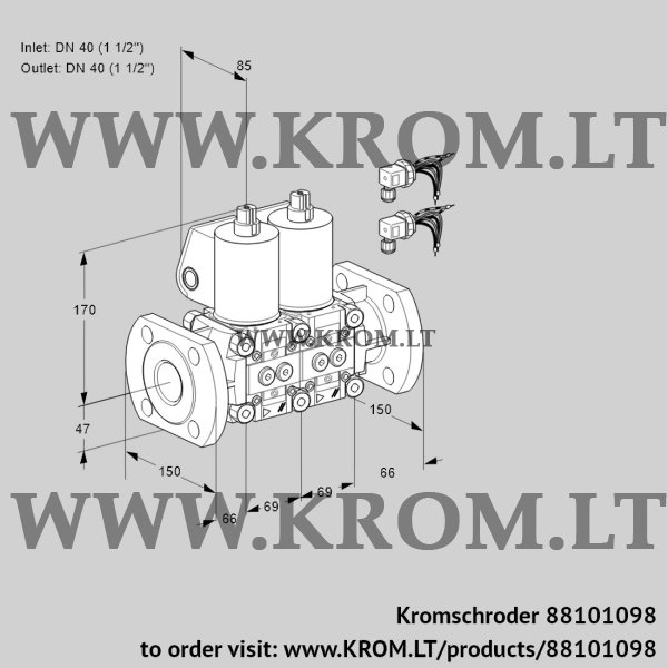 Kromschroder VCS 2E40F/40F05NNWL6/PPPP/PPPP, 88101098 double solenoid valve, 88101098