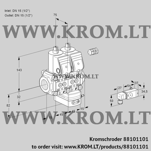 Kromschroder VCG 1E15R/15R05NGEWR/2-PP/3-PP, 88101101 air/gas ratio control, 88101101