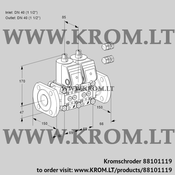 Kromschroder VCS 2E40F/40F05NNKR3/PPPP/PPPP, 88101119 double solenoid valve, 88101119