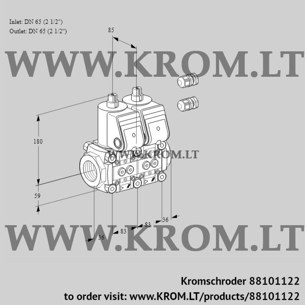 Kromschroder VCS 3E65R/65R05NNQR3/PPPP/PPPP, 88101122 double solenoid valve, 88101122