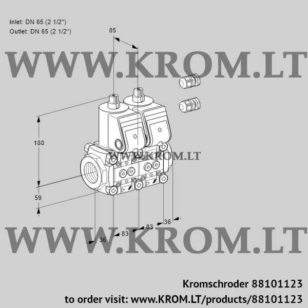 Kromschroder VCS 3E65R/65R05NNKR3/PPPP/PPPP, 88101123 double solenoid valve, 88101123