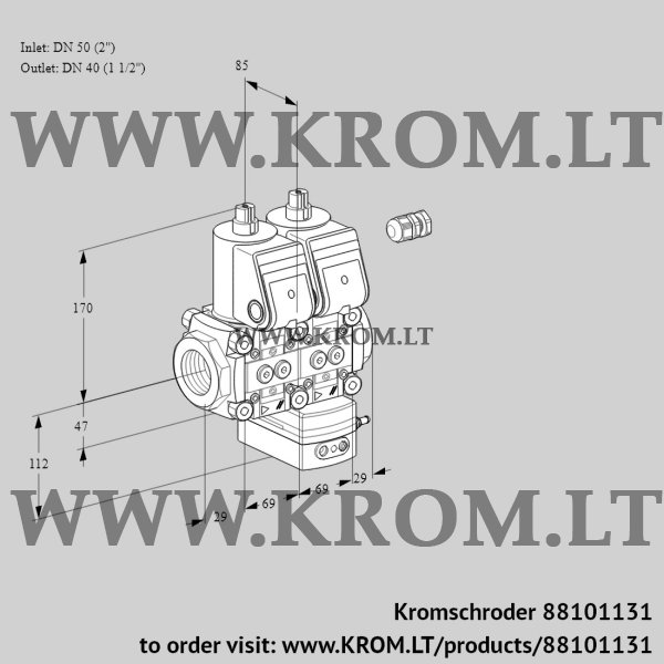 Kromschroder VCG 2E50R/40R05NGEWR/PPPP/MMMM, 88101131 air/gas ratio control, 88101131