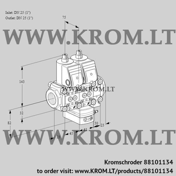 Kromschroder VCH 1T25N/25N05NHAVQR/PPPP/PPPP, 88101134 flow rate regulator, 88101134