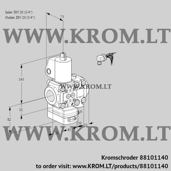 Kromschroder VAD 1E20R/20R05D-100VWL/PP/MM, 88101140 pressure regulator, 88101140