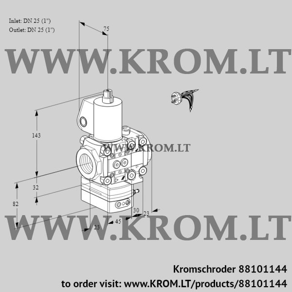 Kromschroder VAD 1E25R/25R05D-100VWL/MM/MM, 88101144 pressure regulator, 88101144