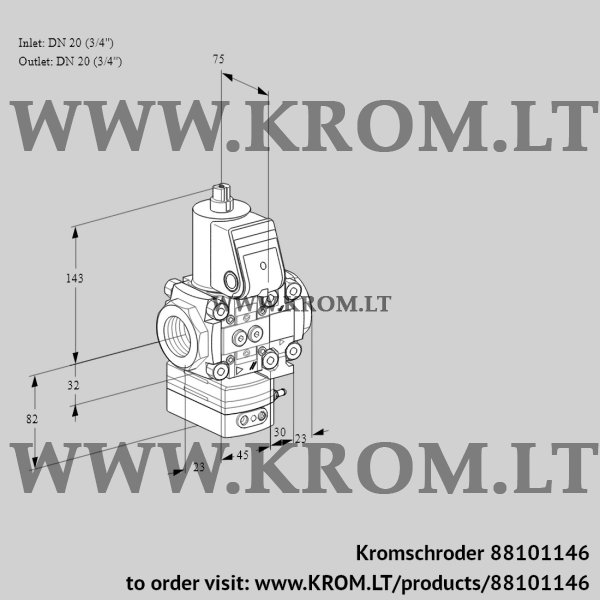 Kromschroder VAH 1E20R/20R05HEVWR/PP/PP, 88101146 flow rate regulator, 88101146