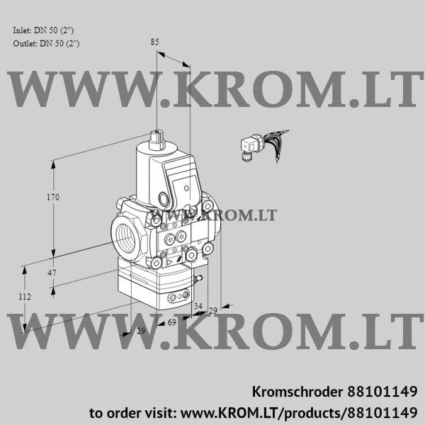 Kromschroder VAH 2E50R/50R05HEVWR/PP/PP, 88101149 flow rate regulator, 88101149