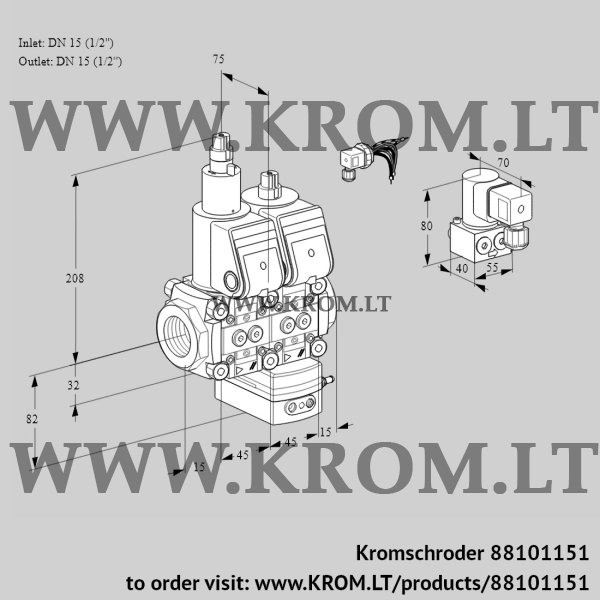 Kromschroder VCG 1E15R/15R05LGEWR/PPPP/PPBY, 88101151 air/gas ratio control, 88101151