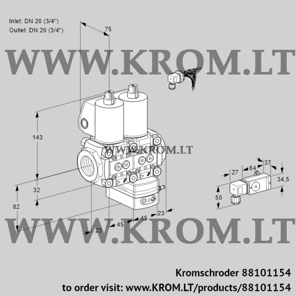 Kromschroder VCG 1E20R/20R05NGEWL/2--3/PPPP, 88101154 air/gas ratio control, 88101154