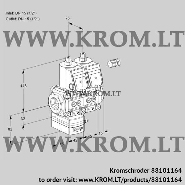 Kromschroder VCD 1E15R/15R05D-100NWR/PPPP/PPPP, 88101164 pressure regulator, 88101164