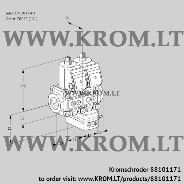 Kromschroder VCG 1E20R/15R05NGEWR/PPPP/PPPP, 88101171 air/gas ratio control, 88101171