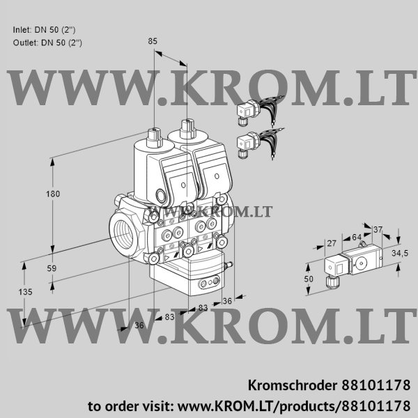 Kromschroder VCV 3E50R/50R05NVKWR6/2-PP/MMPP, 88101178 air/gas ratio control, 88101178