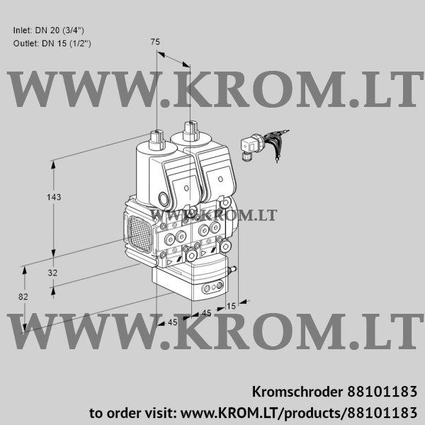 Kromschroder VCG 1E20R/15R05FNGEWR/PPPP/PPPP, 88101183 air/gas ratio control, 88101183