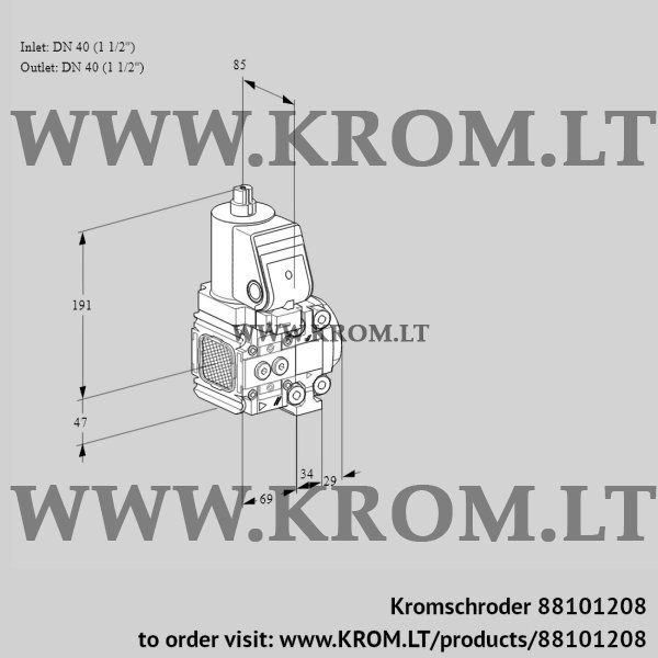 Kromschroder VAS 2T40N/40N05FNVQSR/PP/PP, 88101208 gas solenoid valve, 88101208