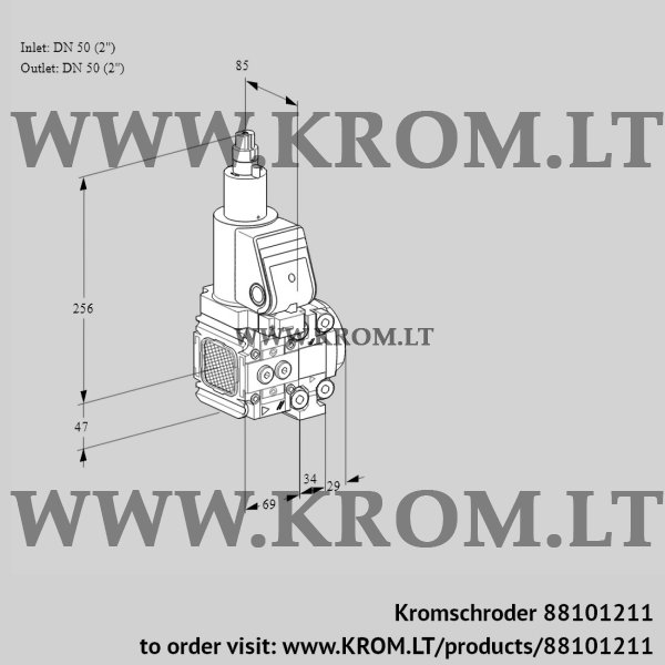 Kromschroder VAS 2T50N/50N05FLVQSR/PP/PP, 88101211 gas solenoid valve, 88101211