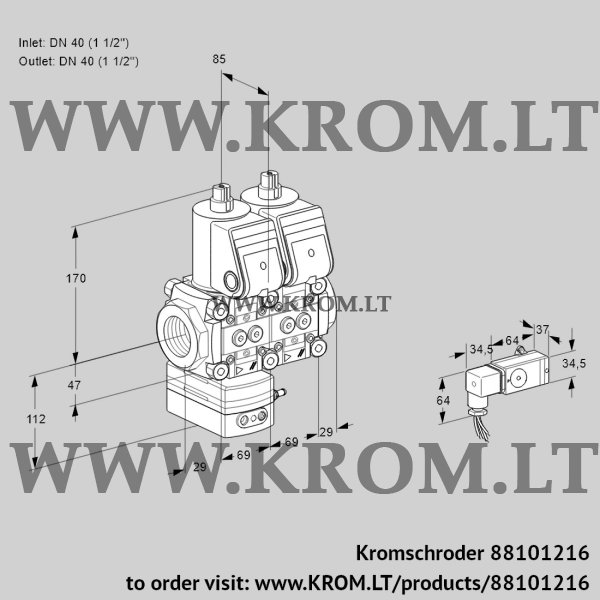 Kromschroder VCG 2T40N/40N05GANQR/2-PP/PPPP, 88101216 air/gas ratio control, 88101216