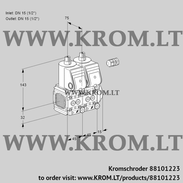 Kromschroder VCS 1E15R/15R05FNNWR/PPPP/PPPP, 88101223 double solenoid valve, 88101223