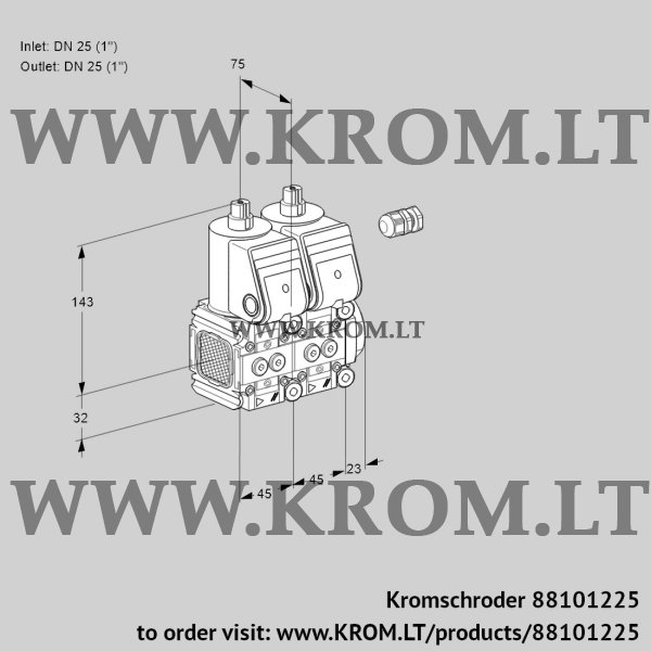 Kromschroder VCS 1E25R/25R05FNNWR/PPPP/PPPP, 88101225 double solenoid valve, 88101225