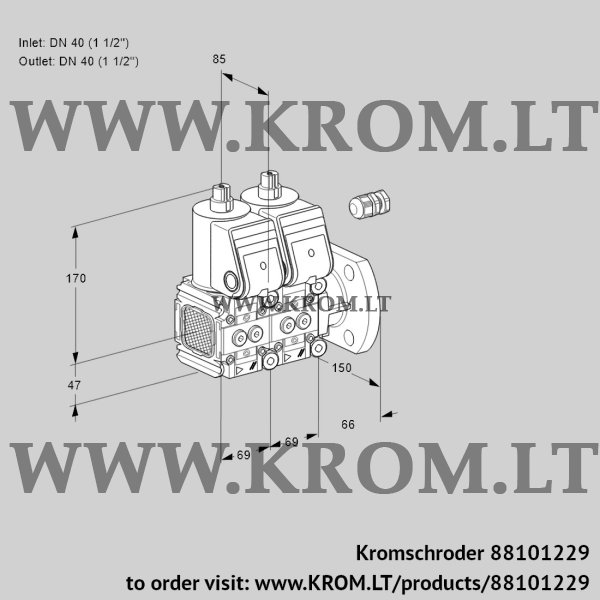 Kromschroder VCS 2E40F/40F05FNNWR/PPPP/PPPP, 88101229 double solenoid valve, 88101229