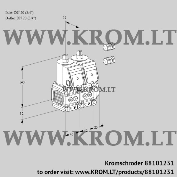 Kromschroder VCS 1E20R/20R05FNNWR3/PPPP/PPPP, 88101231 double solenoid valve, 88101231