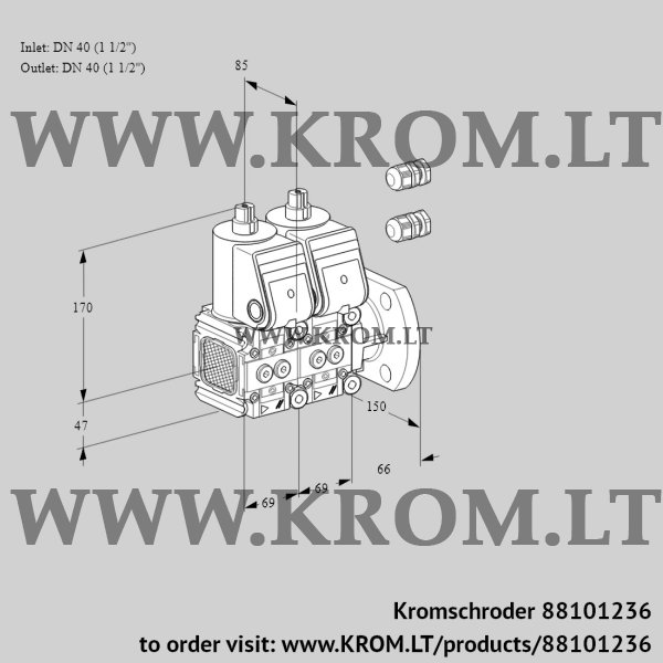 Kromschroder VCS 2E40F/40F05FNNWR3/PPPP/PPPP, 88101236 double solenoid valve, 88101236