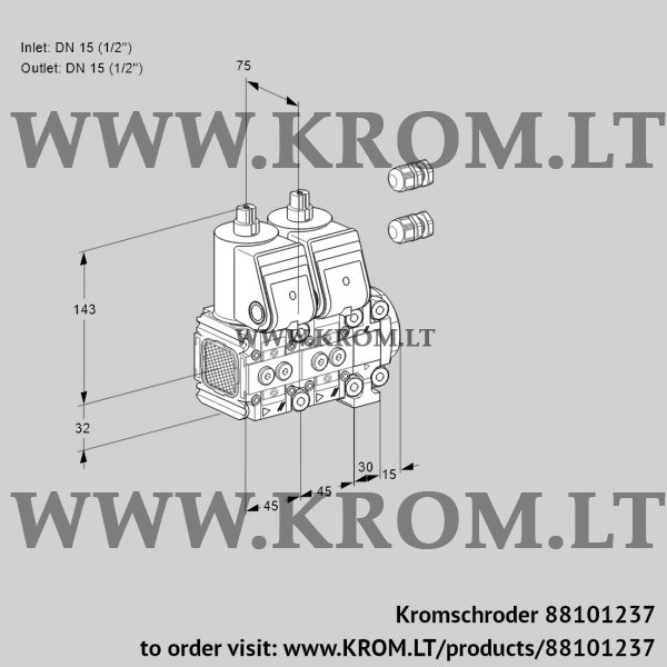 Kromschroder VCS 1E15R/15R05FNNVWR3/PPPP/PPPP, 88101237 double solenoid valve, 88101237