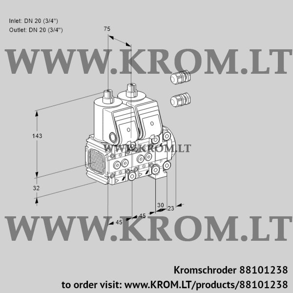 Kromschroder VCS 1E20R/20R05FNNVWR3/PPPP/PPPP, 88101238 double solenoid valve, 88101238