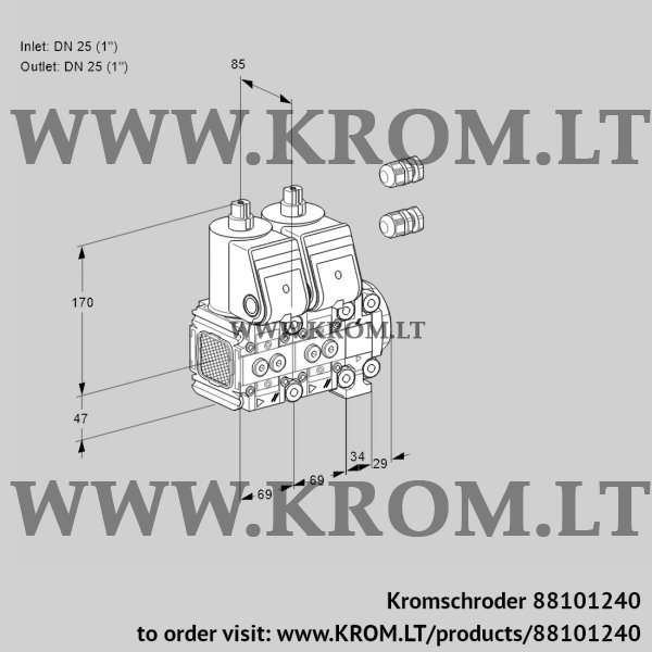 Kromschroder VCS 2E25R/25R05FNNVWR3/PPPP/PPPP, 88101240 double solenoid valve, 88101240