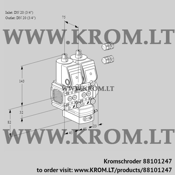 Kromschroder VCG 1E20R/20R05FNGEWR3/PPPP/PPPP, 88101247 air/gas ratio control, 88101247