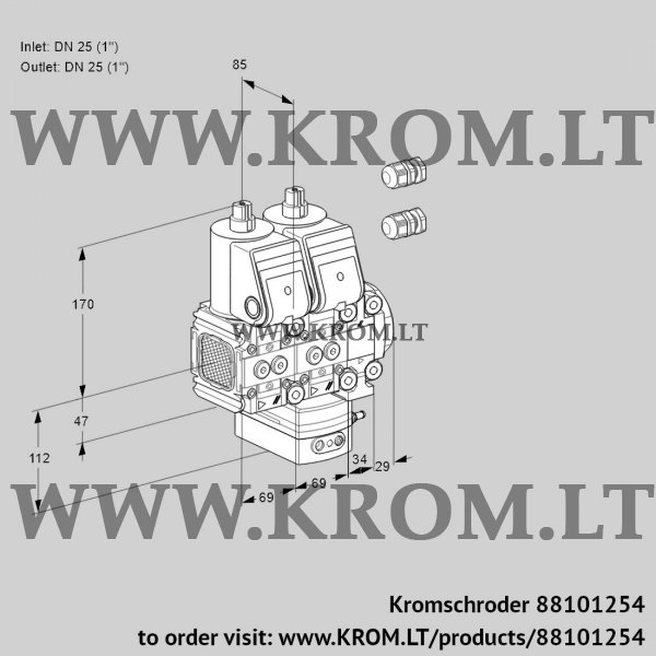 Kromschroder VCG 2E25R/25R05FNGEVWR3/PPPP/PPPP, 88101254 air/gas ratio control, 88101254