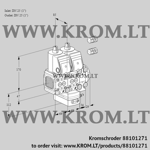 Kromschroder VCD 2E25R/25R05FND-100VWR3/PPPP/PPPP, 88101271 pressure regulator, 88101271