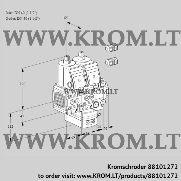 Kromschroder VCD 2E40R/40R05FND-100VWR3/PPPP/PPPP, 88101272 pressure regulator, 88101272