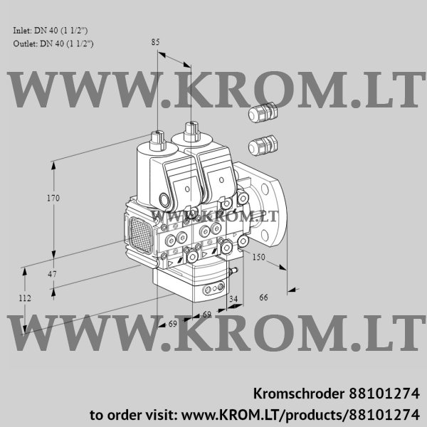 Kromschroder VCD 2E40F/40F05FND-100VWR3/PPPP/PPPP, 88101274 pressure regulator, 88101274