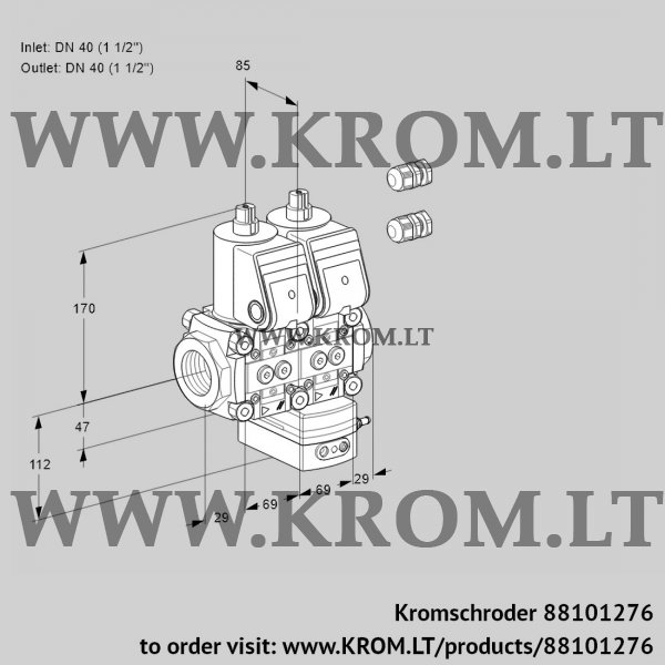 Kromschroder VCH 2E40R/40R05NHEWR3/PPPP/PPPP, 88101276 flow rate regulator, 88101276