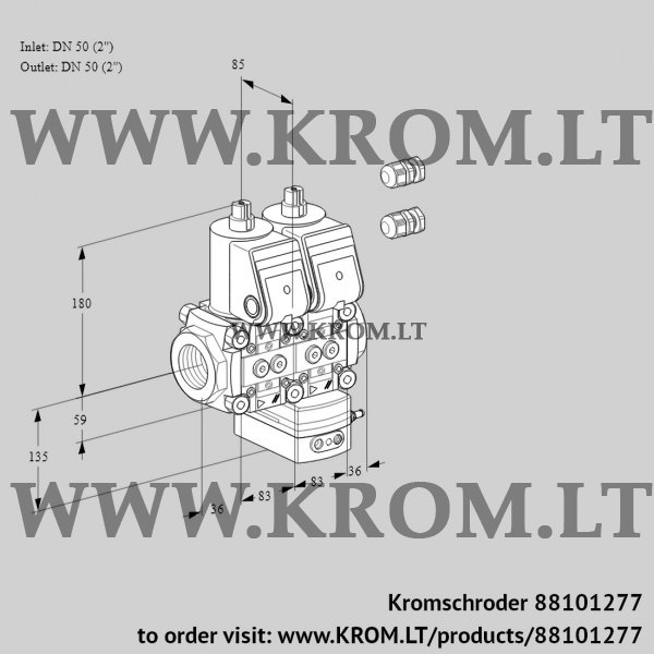 Kromschroder VCH 3E50R/50R05NHEWR3/PPPP/PPPP, 88101277 flow rate regulator, 88101277