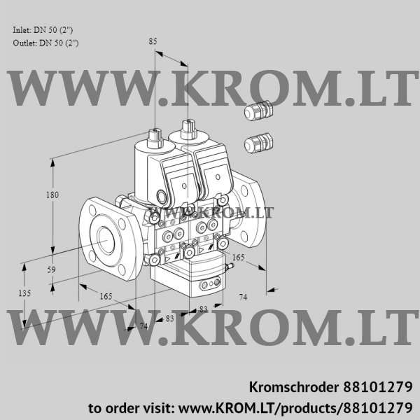 Kromschroder VCH 3E50F/50F05NHEWR3/PPPP/PPPP, 88101279 flow rate regulator, 88101279