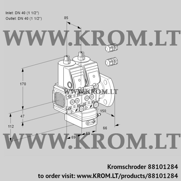 Kromschroder VCH 2E40F/40F05FNHEWR3/PPPP/PPPP, 88101284 flow rate regulator, 88101284