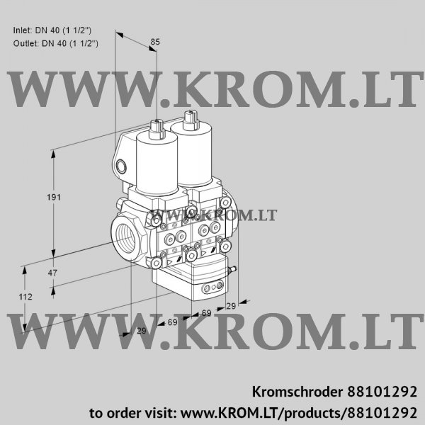 Kromschroder VCD 2T40N/40N05ND-50QSL/PPPP/PPPP, 88101292 pressure regulator, 88101292