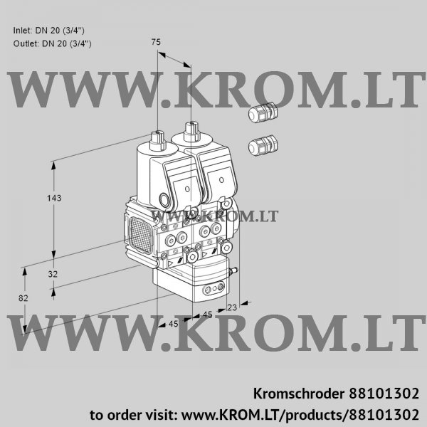 Kromschroder VCD 1E20R/20R05FND-50WR3/PPPP/PPPP, 88101302 pressure regulator, 88101302