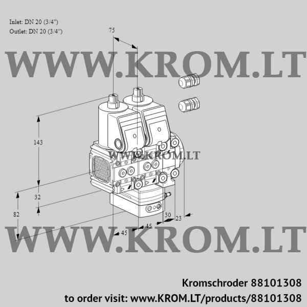 Kromschroder VCD 1E20R/20R05FND-50VWR3/PPPP/PPPP, 88101308 pressure regulator, 88101308