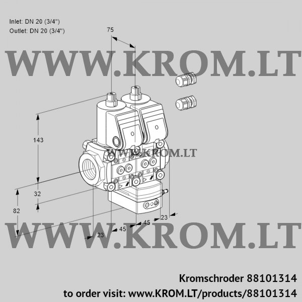 Kromschroder VCD 1E20R/20R05ND-25WR3/PPPP/PPPP, 88101314 pressure regulator, 88101314