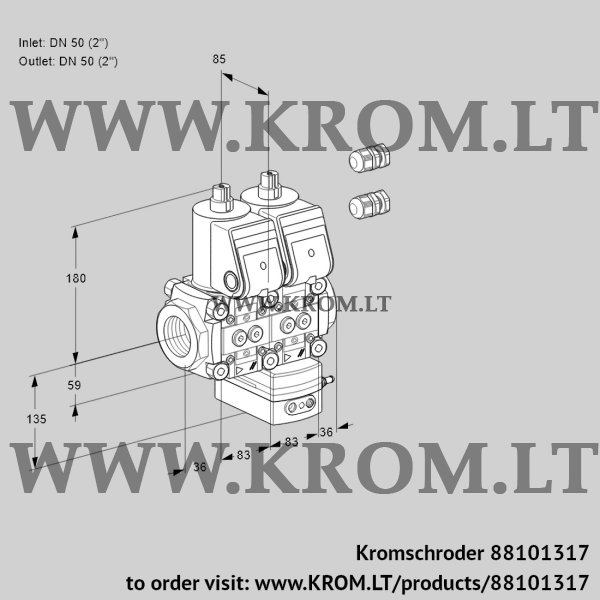 Kromschroder VCD 3E50R/50R05ND-25WR3/PPPP/PPPP, 88101317 pressure regulator, 88101317