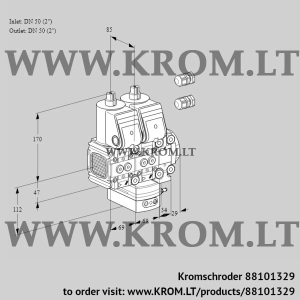 Kromschroder VCD 2E50R/50R05FND-25VWR3/PPPP/PPPP, 88101329 pressure regulator, 88101329